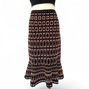 HERVE LEGER BY MAX AZRIA GEOMETRIC PEPLUM MIDI SKIRT